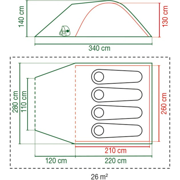 Coleman kobuk valley 4 plus tent (donkergroen lichtgroen)