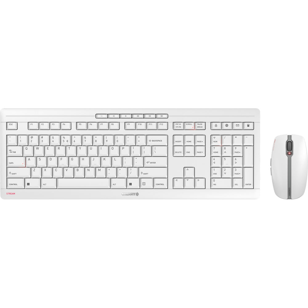 Cherry stream desktop recharge draadloze desktopset (wit, eu lay-out (qwerty), sx-schaartechnologie, 100%, 2.400 dpi)