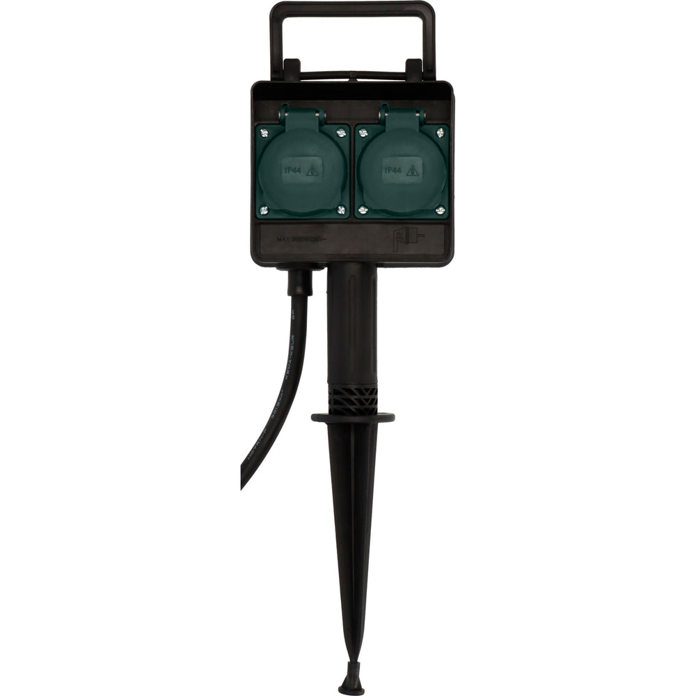 Brennenstuhl tuincontactdoos met aardspies 1154430 stekkerdoos (zwart, 1,4 meter, ip44)