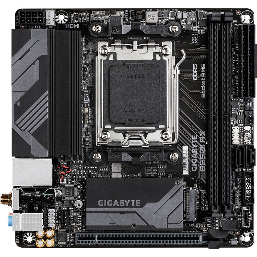 Gigabyte b650i ax socket am5 moederbord (zwart grijs, raid, 2.5 gb-lan, wlan, bt, sound, mini-itx)