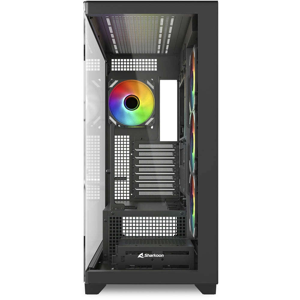 Sharkoon elite shark ca500 midi tower behuizing (zwart | 2x usb-a | 1x usb-c | rgb | tempered glass)