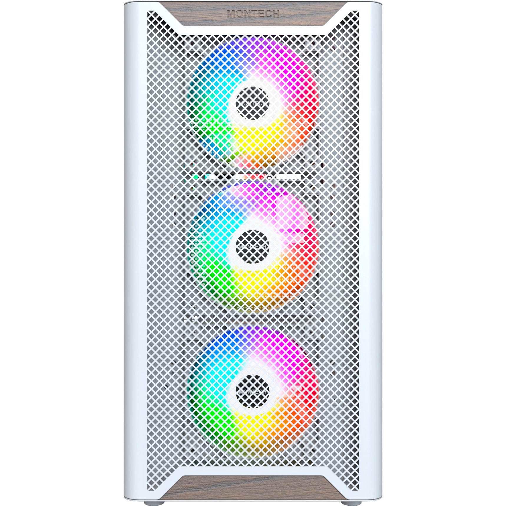 Montech xr wood midi tower behuizing (wit | 1x usb-a | 1x usb-c | rgb | window)
