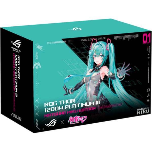 Asus rog thor platinum iii hatsune miku edition modulaire 1200 watt voeding (zwart, 1x 12v-2x6, 4x pcie)