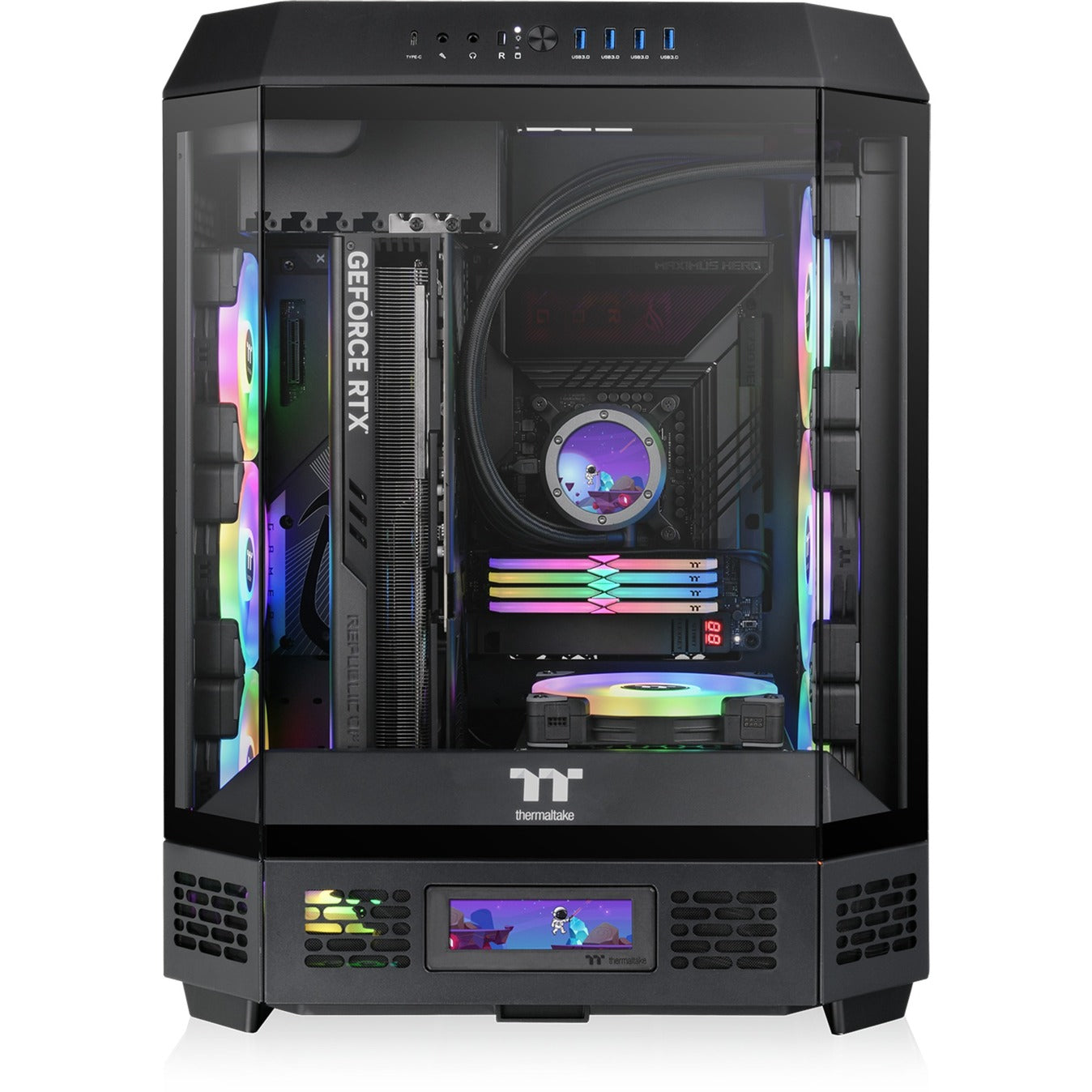 Thermaltake the tower 600 midi tower behuizing (zwart | 4x usb-a | 1x usb-c | tempered glass)