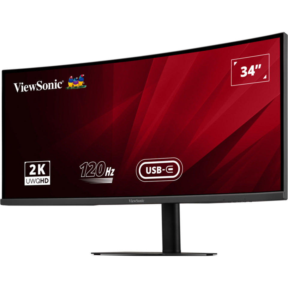 Viewsonic va3420c uwqhd curved monitor met usb-c hub 34 ultrawide (zwart, 2x hdmi, 1x displayport, usb-c, usb-b, usb-a, 120 hz, 1900r)