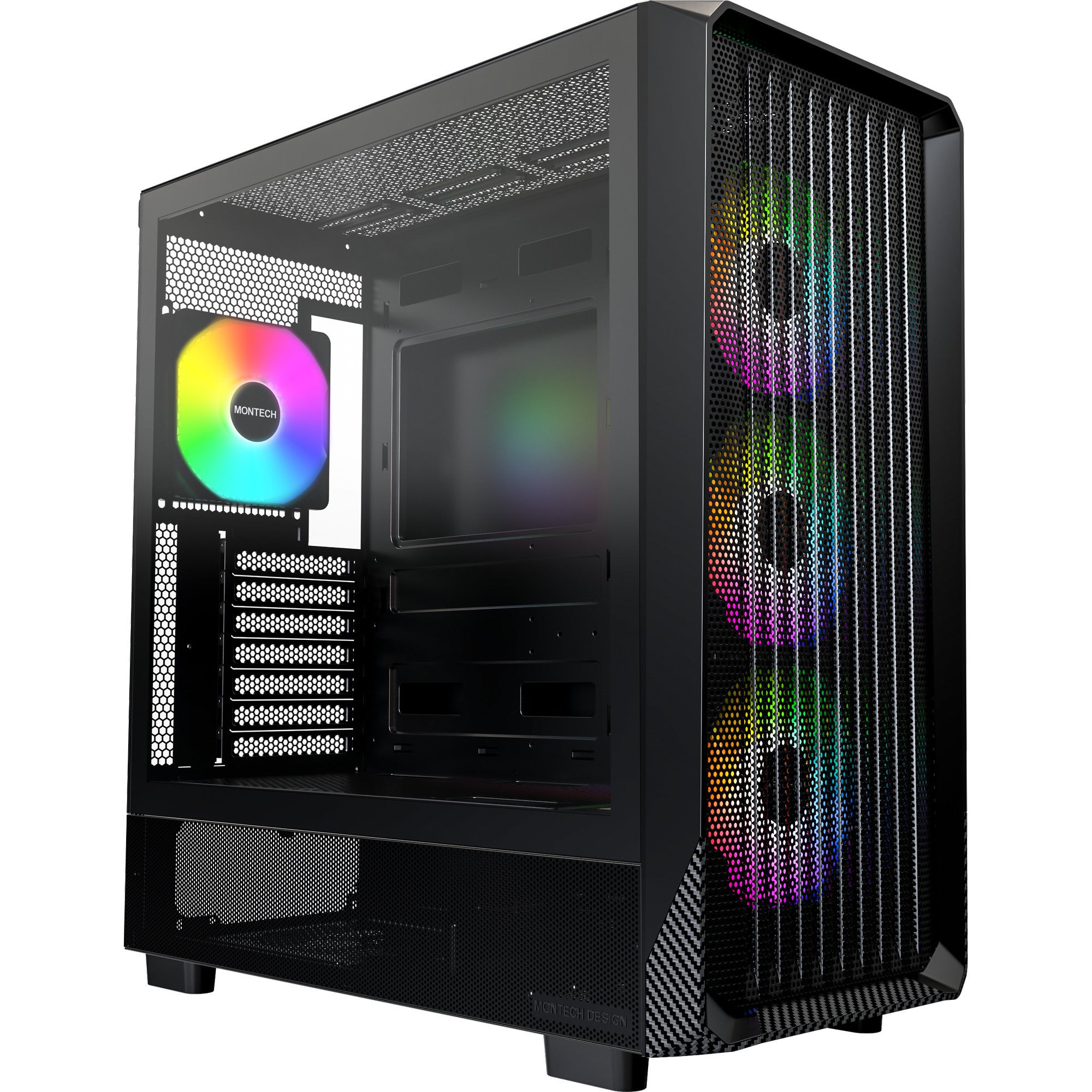 Montech x5 midi tower behuizing (zwart | 2x usb-a | 1x usb-c | tempered glass)