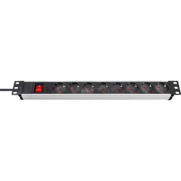 Brennenstuhl premium-line technic alu 19 8x stekkerdoos (aluminium zwart, 1390007018, voor 8 stekkers)