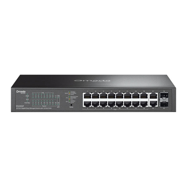 Tp-link omada es220gp 20-poort gigabit easy managed switch (zwart, 16x poe+, 2x gigabit sfp)