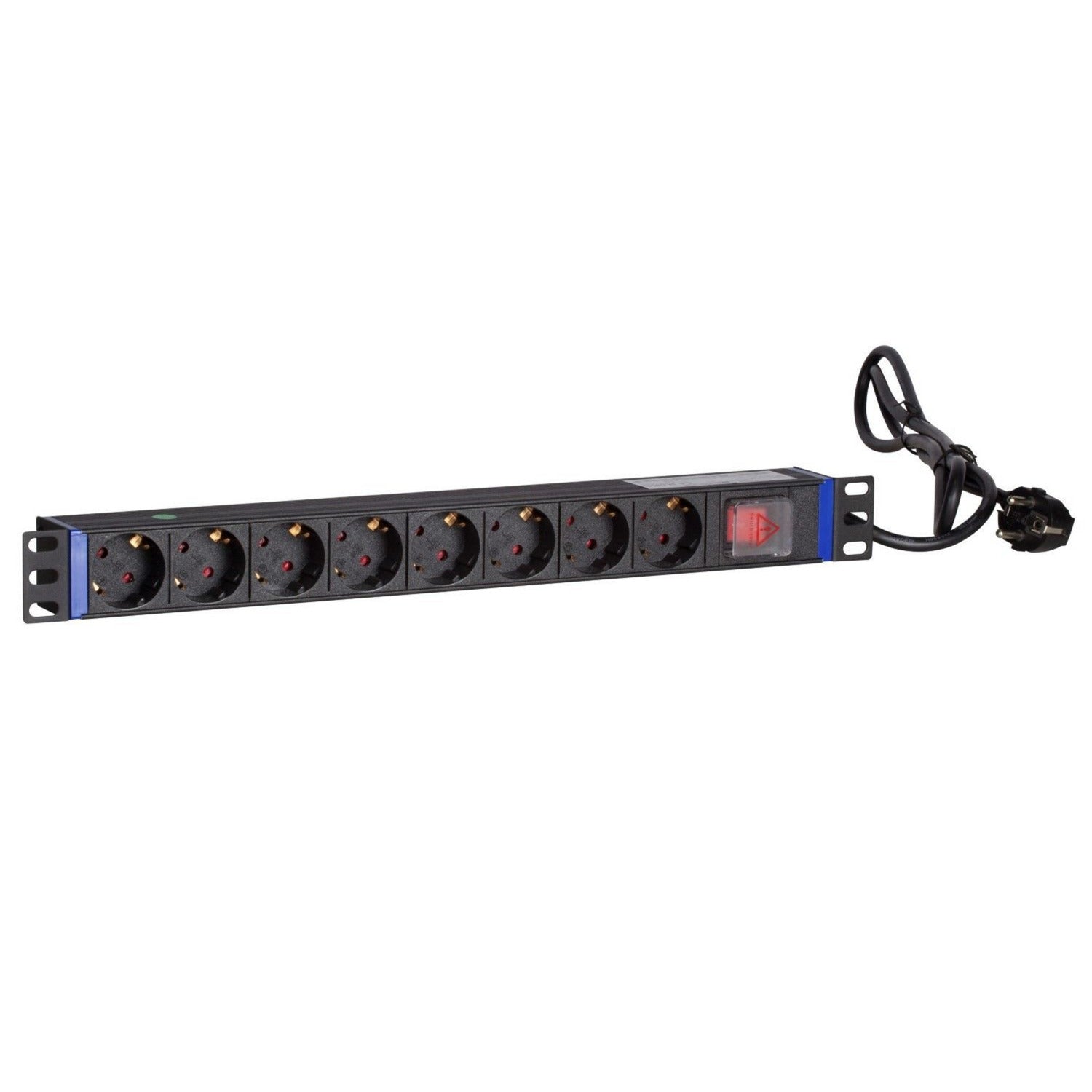 Dsi 19 inch 8 voudige stekkerdoos met schakelaar stekkerdoos (zwart, voor 8 stekkers)