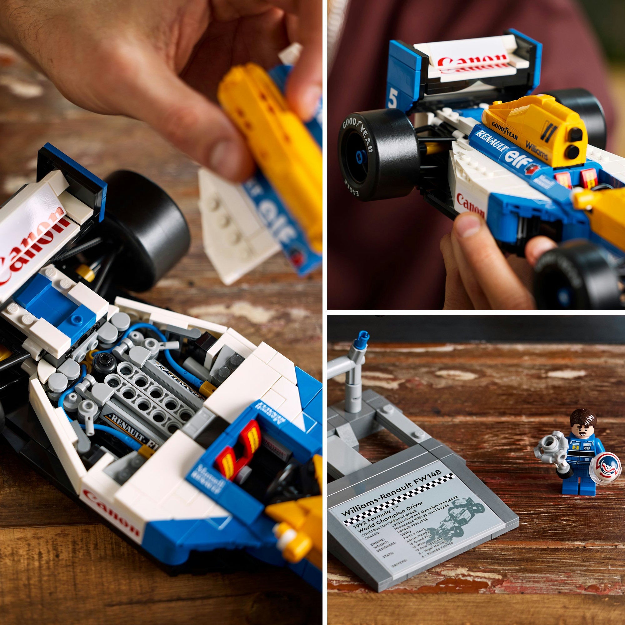 Lego-iconen 10353 Williams Racing FW14B en Nigel Mansell