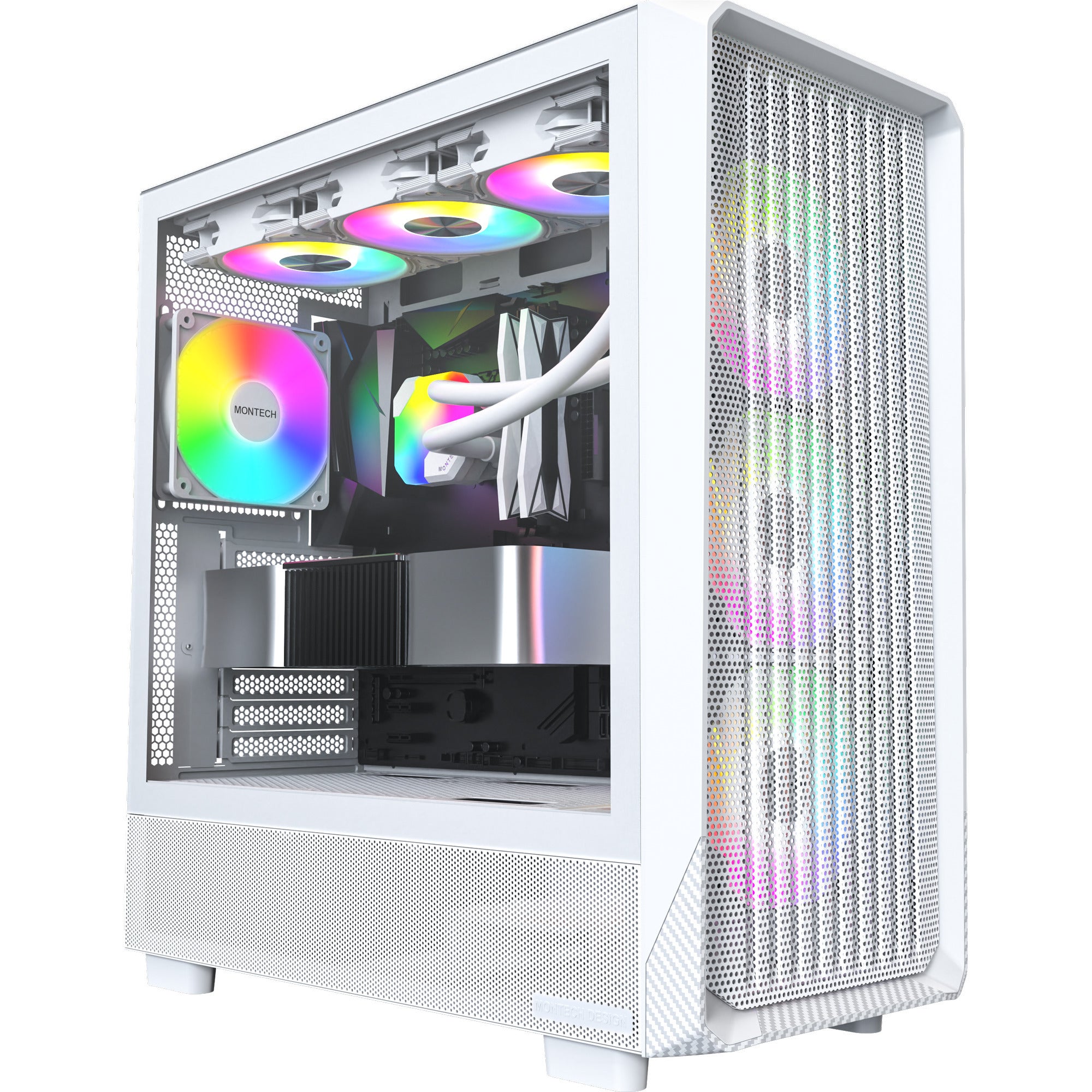 Montech x5 midi tower behuizing (wit | 2x usb-a | 1x usb-c | tempered glass)