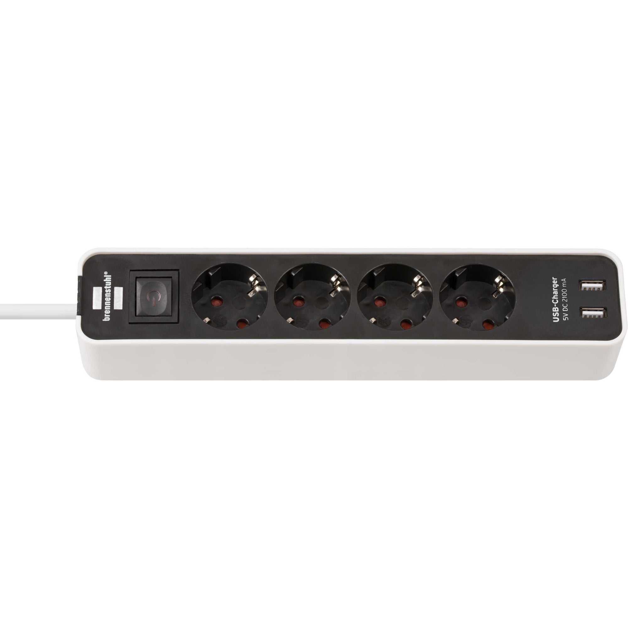 Brennenstuhl ecolor stekkerdoos 4-voudig met 2 usb a-oplaadpoorten 5v 2,10a, 10,5w (stopcontactdoos met usb-a en schakelaar en 1,5 m kabel)