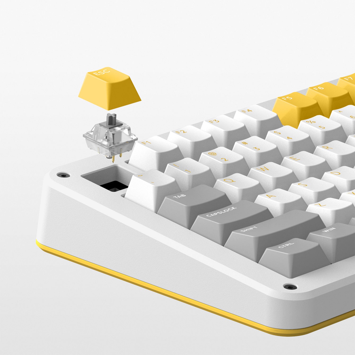 Ty iqunix zx75 gravi wave wireless mechanical keyboard, gaming toetsenbord (grijs geel, us lay-out, gateron red, rgb leds, 75%, hot-swappable, double-shot pbt, 2.4ghz | bluetooth 5.1 | usb-c)