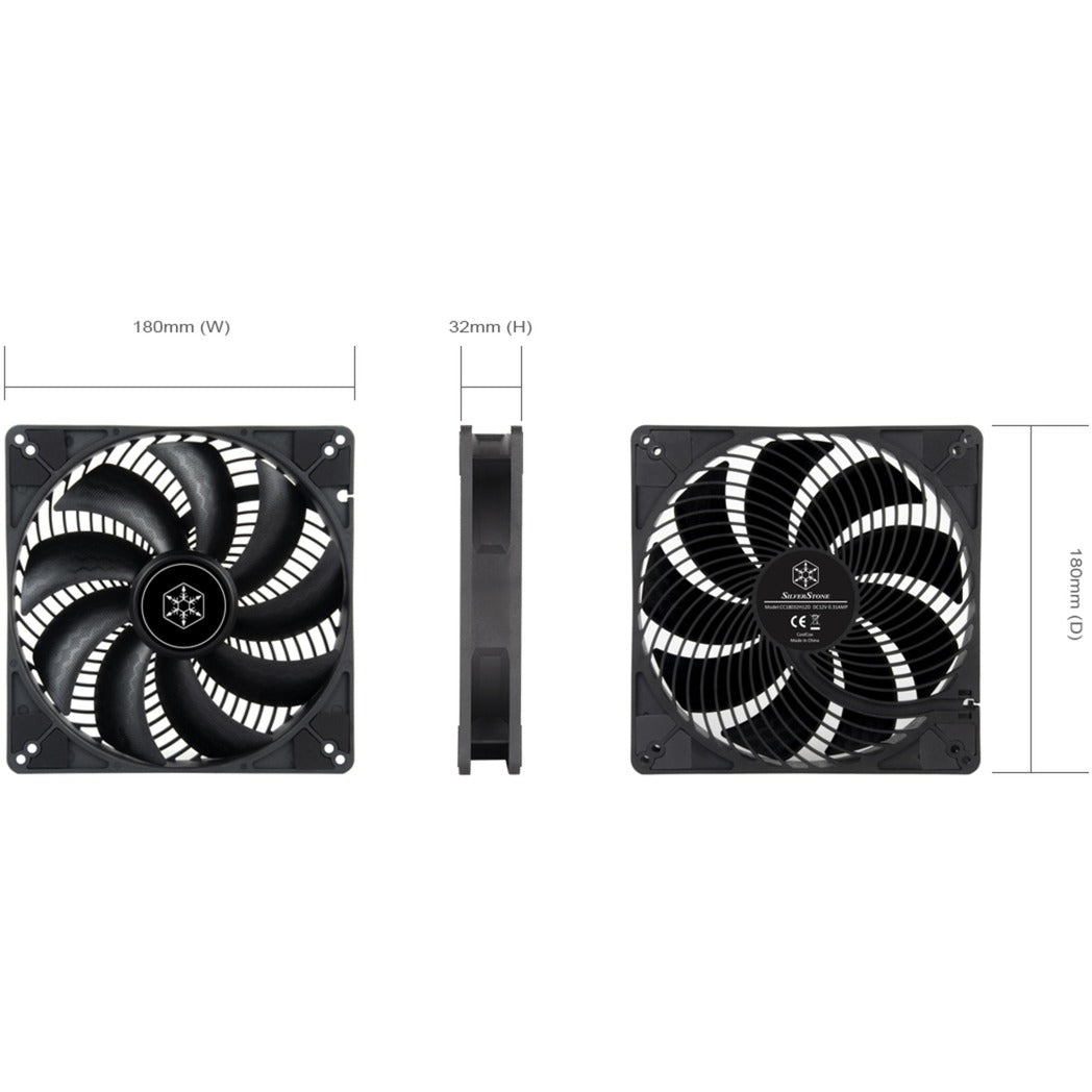 Silverstone air penetrator 184i pro case fan (zwart, 180 x 180 x 32 mm, pwm)