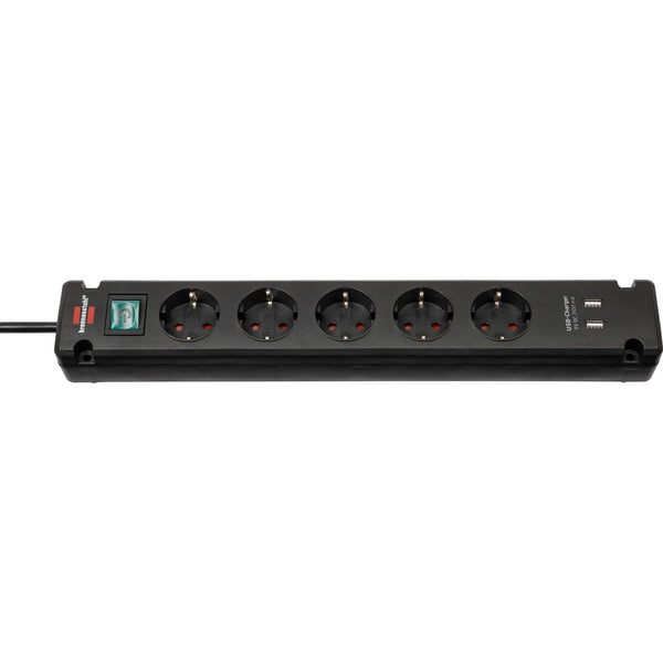 Brennenstuhl Bremounta Power Strip, 5-way socket (black, 2x USB)