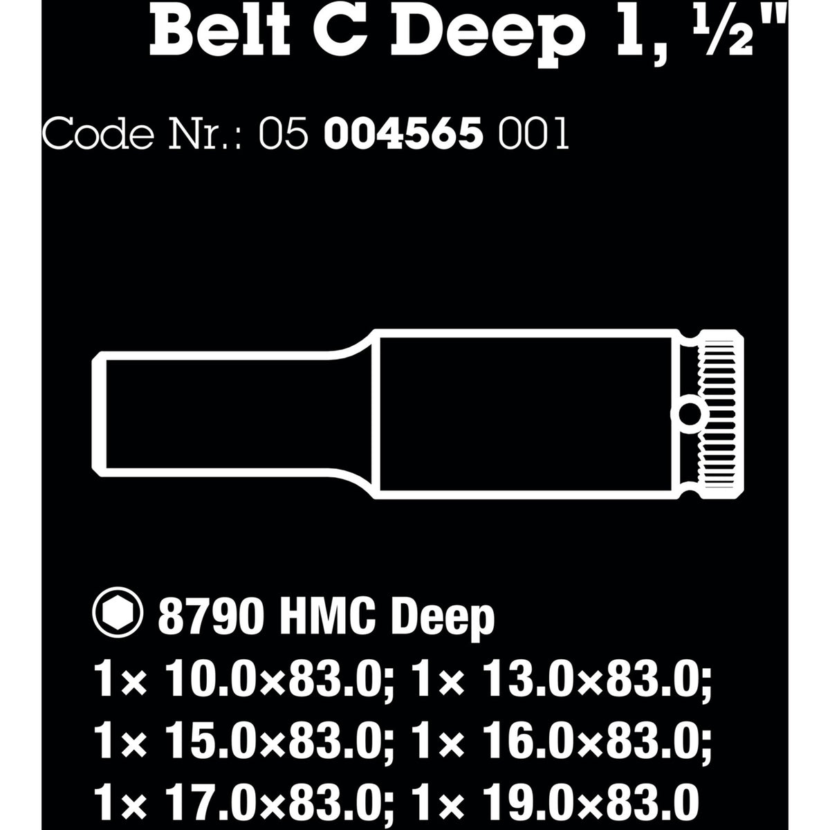 Wera belt c deep 1 doppenset, 1 2 dopsleutel (zwart, 6-delig)