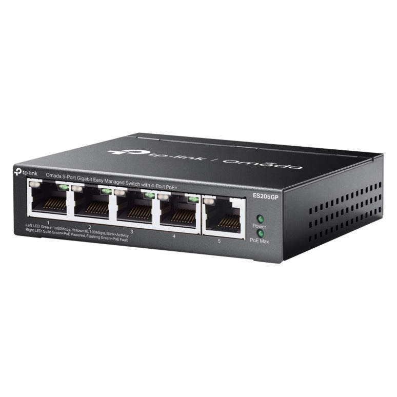 Tp-link omada es205gp switch (zwart, 4x poe+)