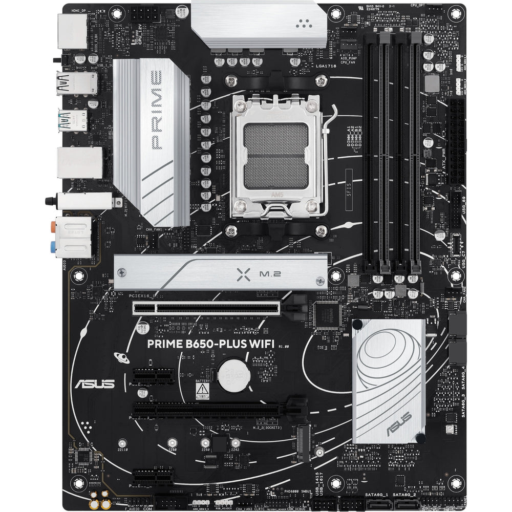 Asus prime b650-plus wifi socket am5 moederbord (zwart zilver, raid, 2.5gb-lan, wi-fi 6e, bt 5.3, sound, atx)