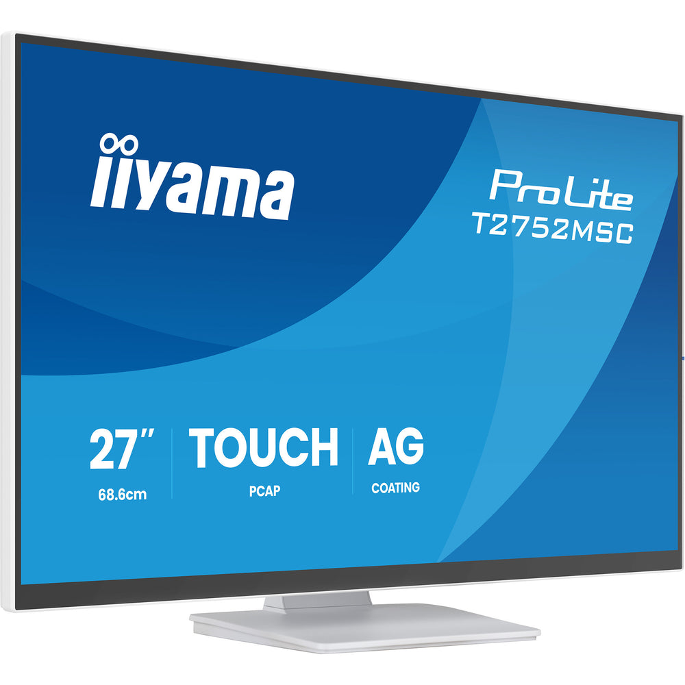 Iiyama prolite t2752msc-w1ag 27 touchscreen monitor (wit (mat), 100 hz, hdmi, displayport, usb 3.2 gen 1, audio, touchscreen)