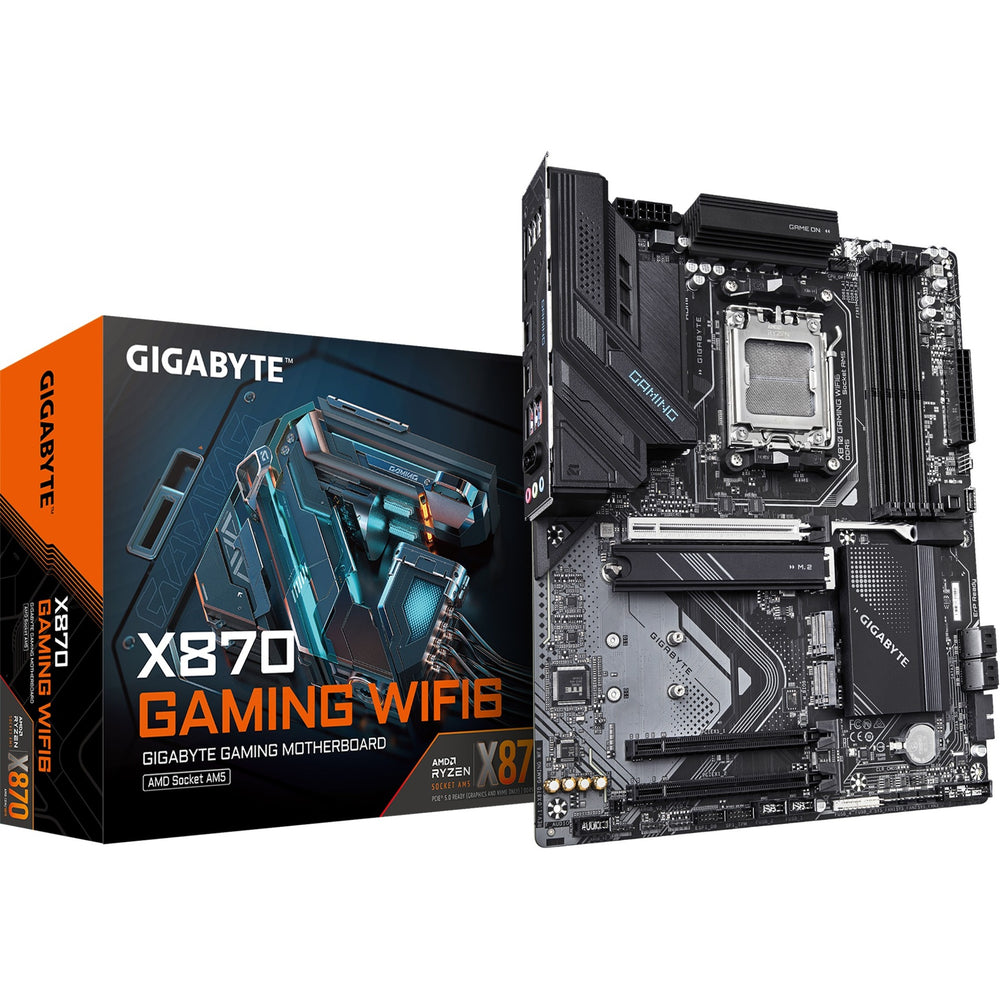 Gigabyte x870 gaming wifi6 socket am5 moederbord (zwart grijs, raid, 2.5gb-lan, wi-fi 6, bt, sound, atx)