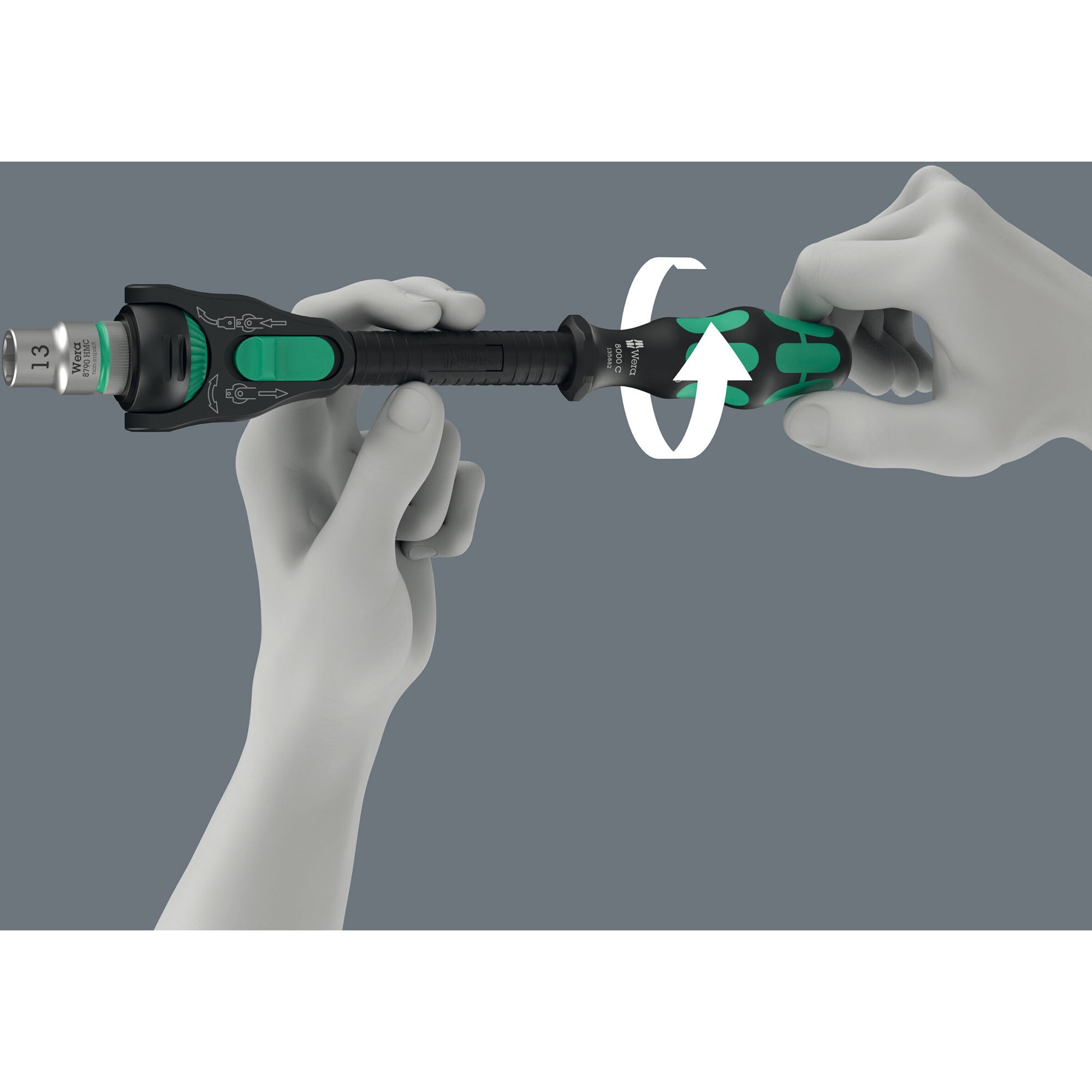 Wera 8000 c black edition zyklop speed ratel met 1 2 aandrijving (zwart groen)