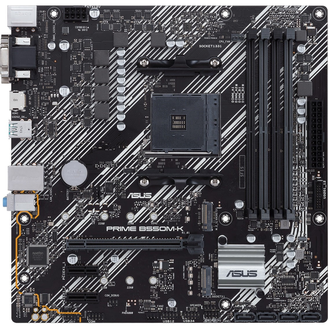 Asus prime b550m-k socket am4 moederbord (zwart wit, raid, gb-lan, sound, µatx)