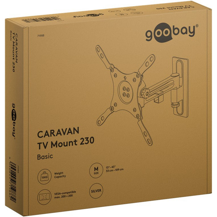 Goobay tv wall mount caravan fullmotion (m), 13 to 43 inch wandmontage (zilver)