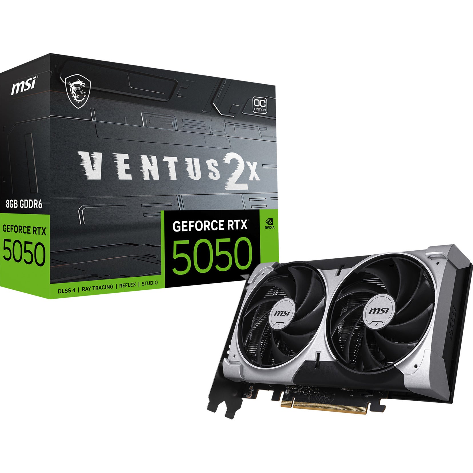 Msi geforce rtx 5050 8g ventus 2x oc grafische kaart (3x displayport, 1x hdmi 2.1, dlss 4)