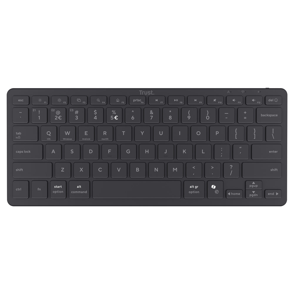 Trust nado ii bluetooth-toetsenbord (zwart, us lay-out (qwerty), scissor switches, 80% (tkl), bluetooth)