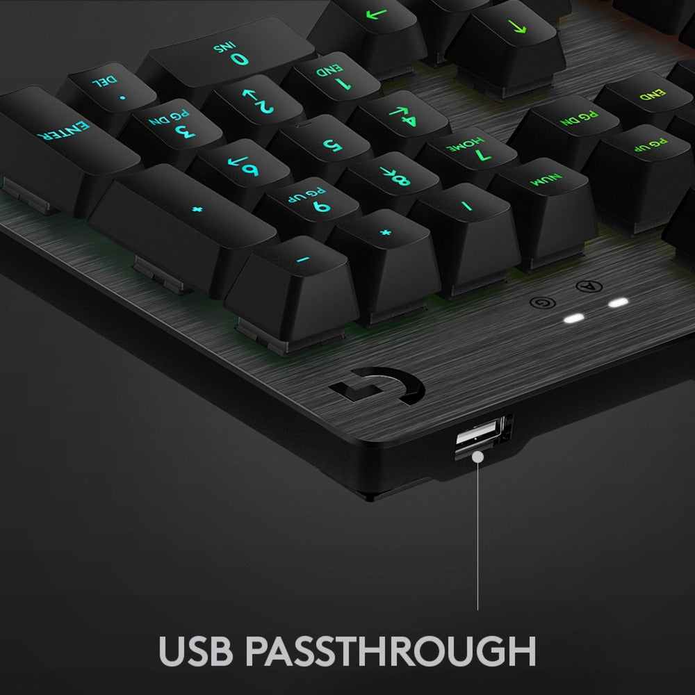 Logitech g512 carbon lightsync rgb mechanical gaming keyboard (zwart, us-international lay-out (qwerty), gx brown, 100%, rgb leds)