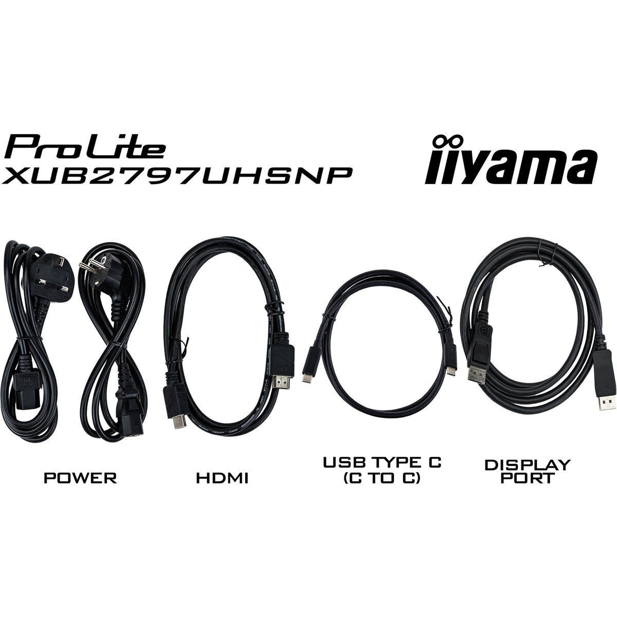Iiyama prolite xub2797uhsnp-b1 27 4k ultra hd monitor (zwart, 1x displayport, 1x hdmi, 2x usb-c, 3x usb-a, 1x rj-45)