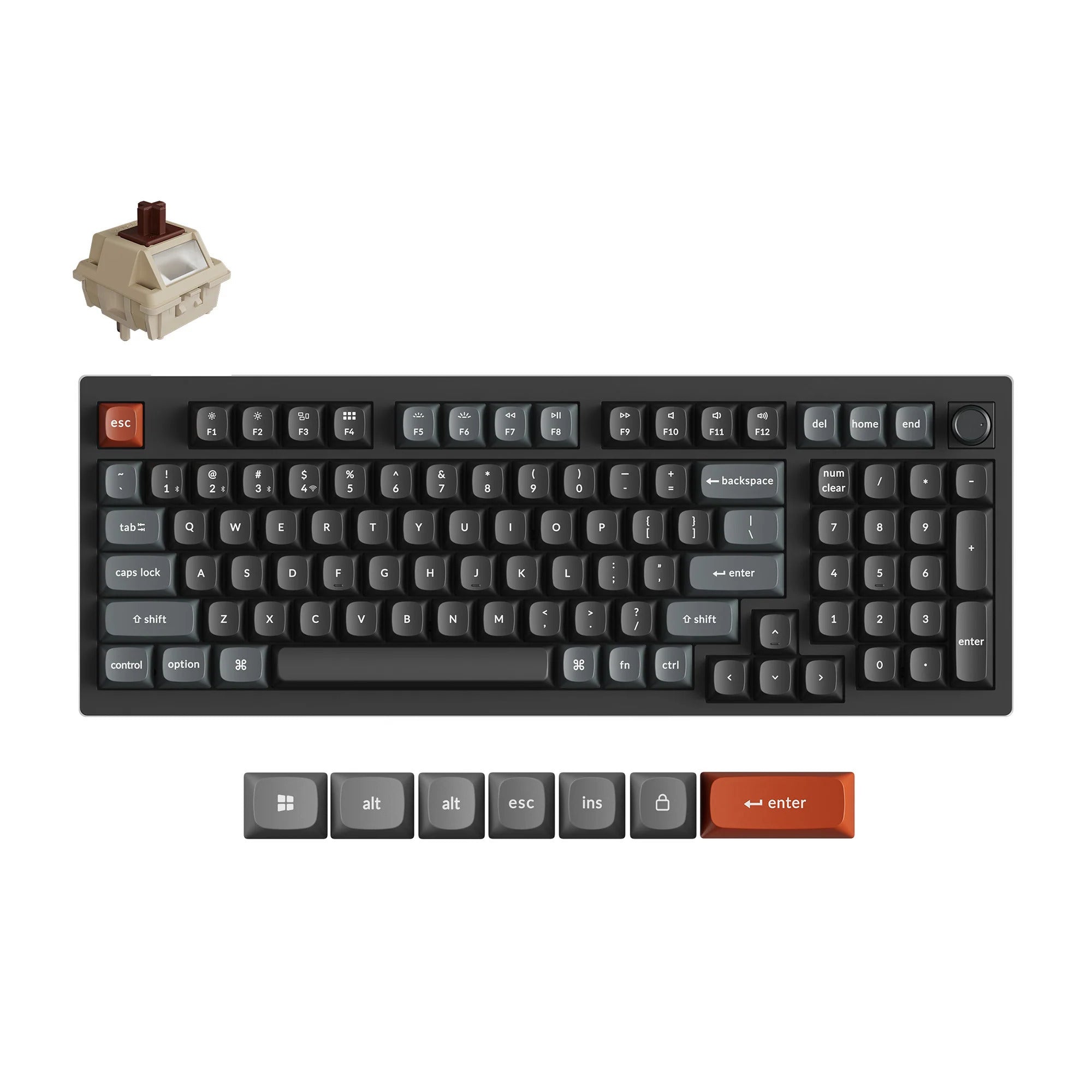 Keychron v5 ultra 8k wireless custom mechanical keyboard (zwart, us lay-out (qwerty), silk pom brown, 96%, rgb, hot swap, 2.4 ghz | bluetooth 5.3 | usb-c)