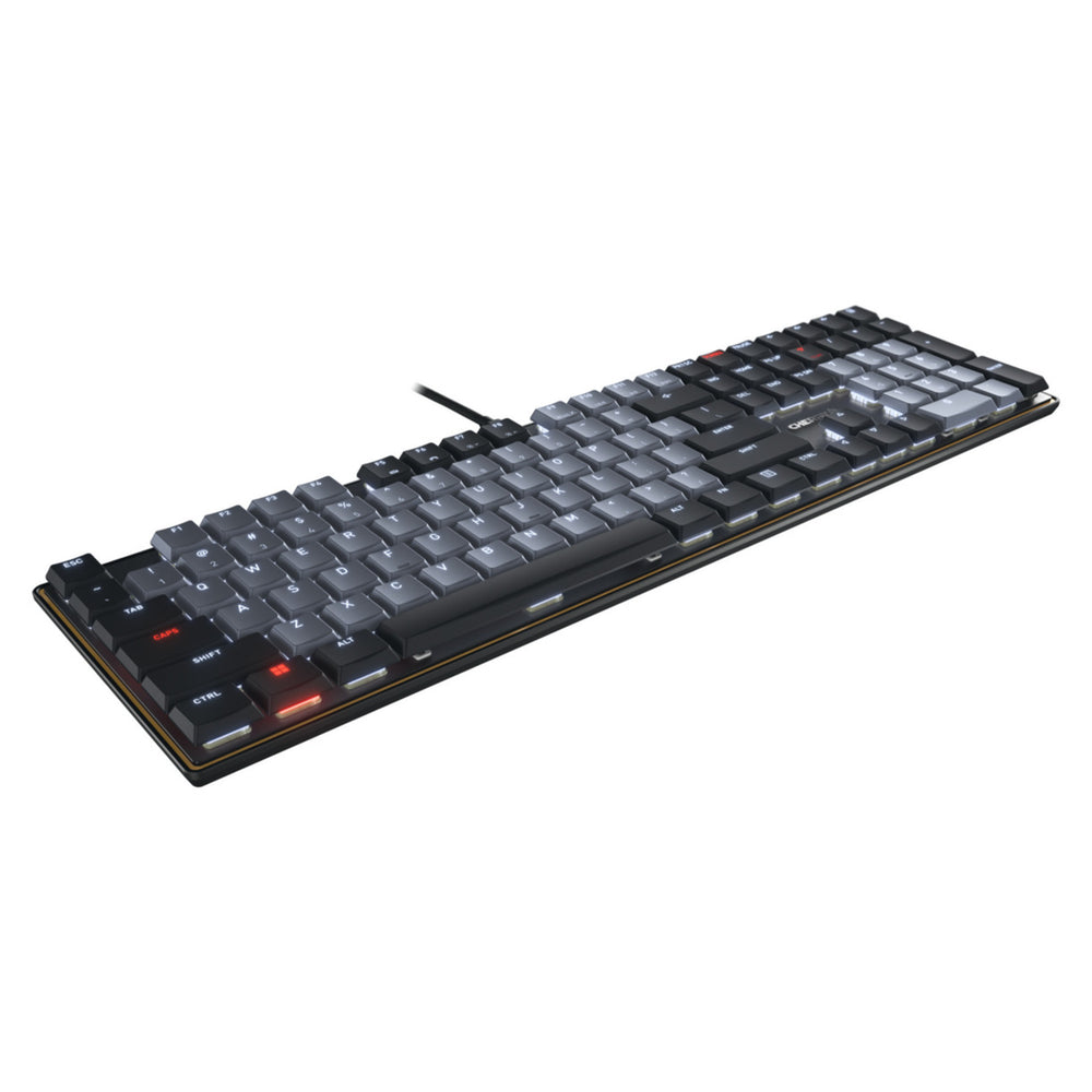 Cherry kc 500 mx lp mechanisch toetsenbord (zwart, us lay-out (qwerty), mx low profile 2.0 ivory, 100%, white leds, pbt keycaps)