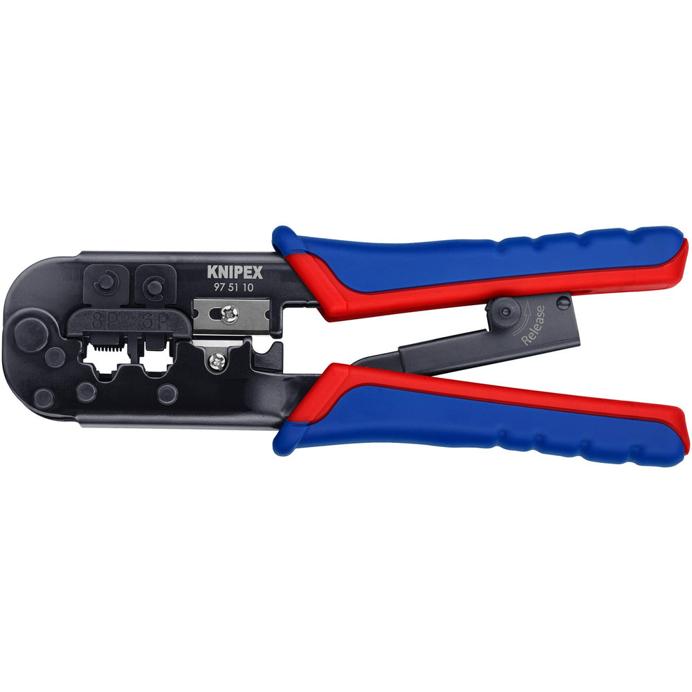 Knipex krimptang 97 51 10 sb (blauw rood, rj-11 12 en rj-45 stekker)