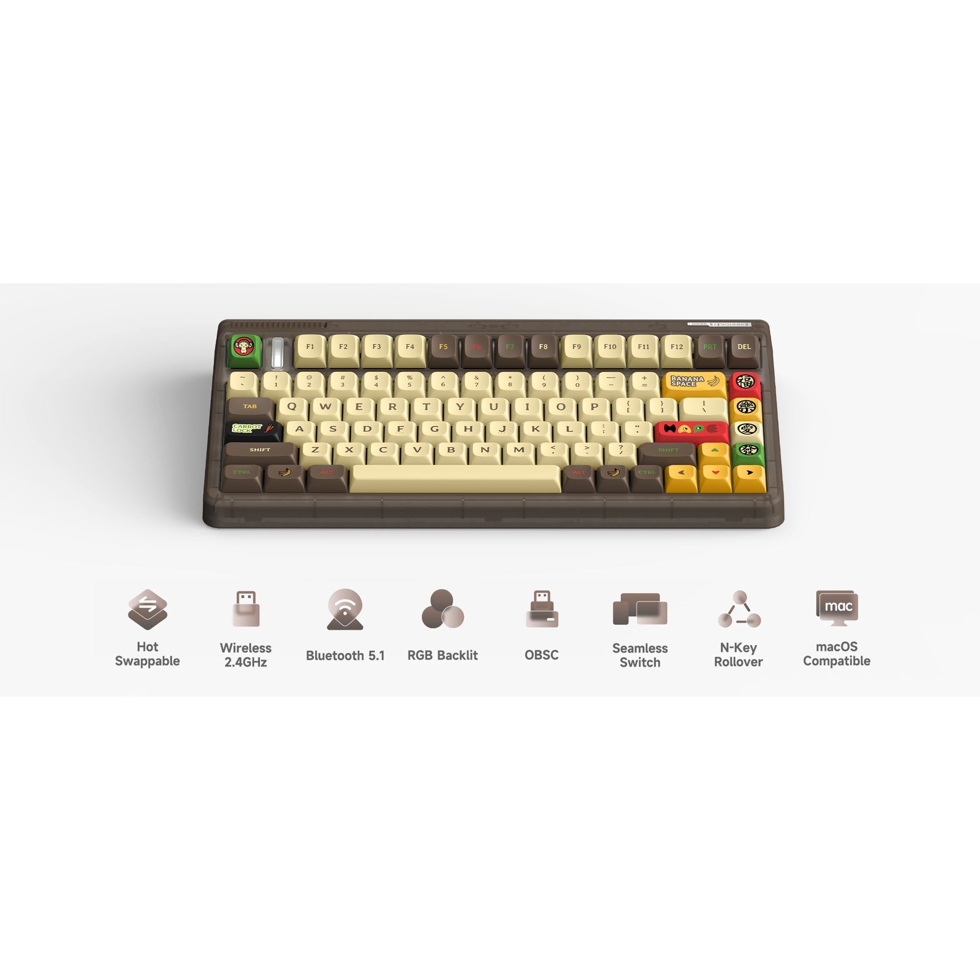 Iqunix OG80 Happy Ape Draadloos Mechanisch Toetsenbord