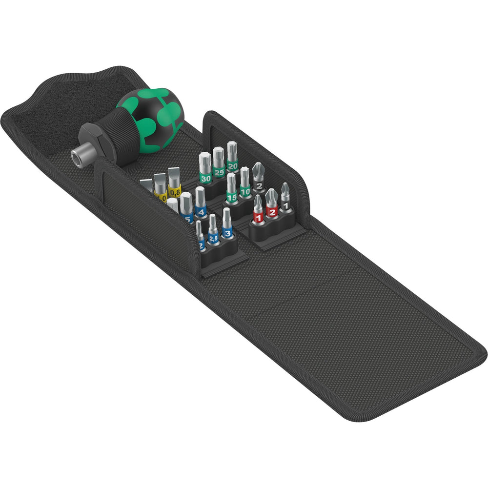 Wera Kraftform Kompact Stubby 1, 19-piece bit set (black green)