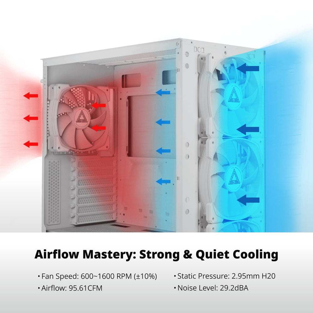 Montech hp140 argb pwm case fan (wit, 140 x 140 x 25 mm)