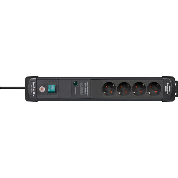 Brennenstuhl Premium-Line 60,000A Surge Protector Power Strip 4-Way Black 1.8m H05VV-F 3G1.5