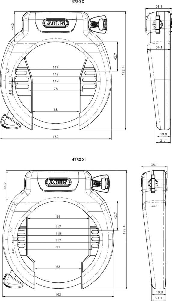 Abus Pro Amparo 4750X ART2 Fietsslot, Zwart