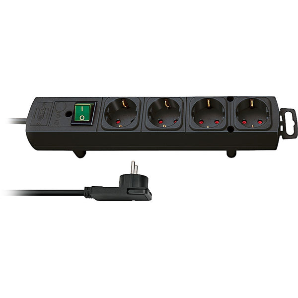 Brennenstuhl comfort-line plus, 4-way power strip (black, with flat plug, 2m H05VV-F 3G1.5)