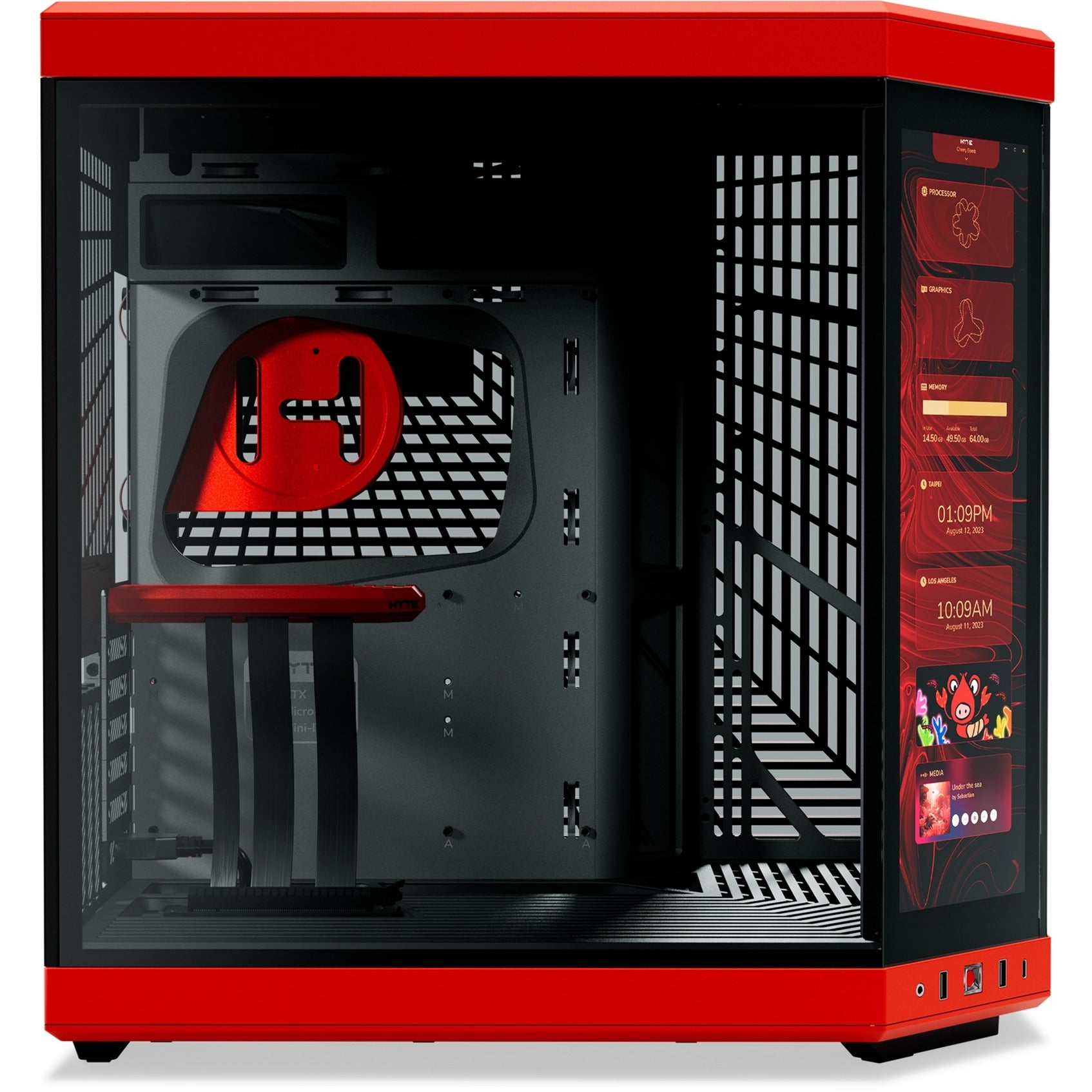 Hyte y70 touch infinite midi tower behuizing (zwart | 2x usb-a | 1x usb-c | tempered glass)