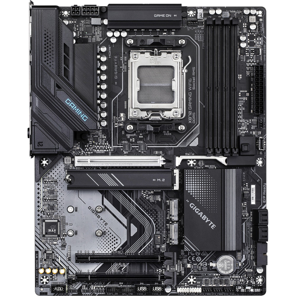 Gigabyte x870 gaming wifi6 socket am5 moederbord (zwart grijs, raid, 2.5gb-lan, wi-fi 6, bt, sound, atx)