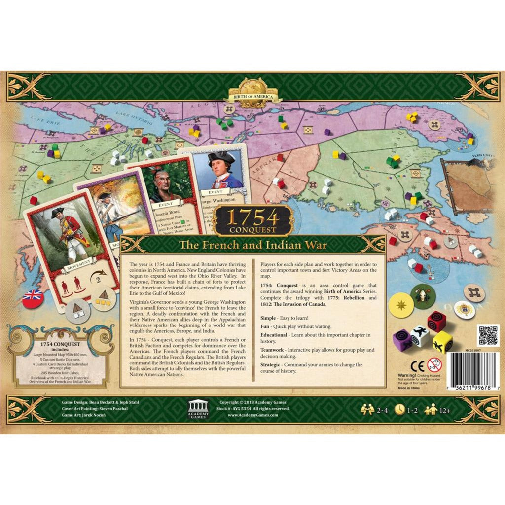 European player network 1754 conquest: the french and indian war bordspel (engels, 2 - 4 spelers, 60 - 240 minuten, vanaf 12 jaar)