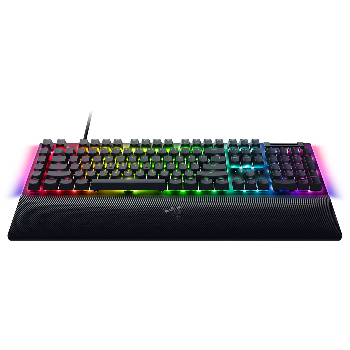 Razer blackwidow v4 rgb mechanisch gaming toetsenbord (zwart, us lay-out (qwerty), yellow, 100%)
