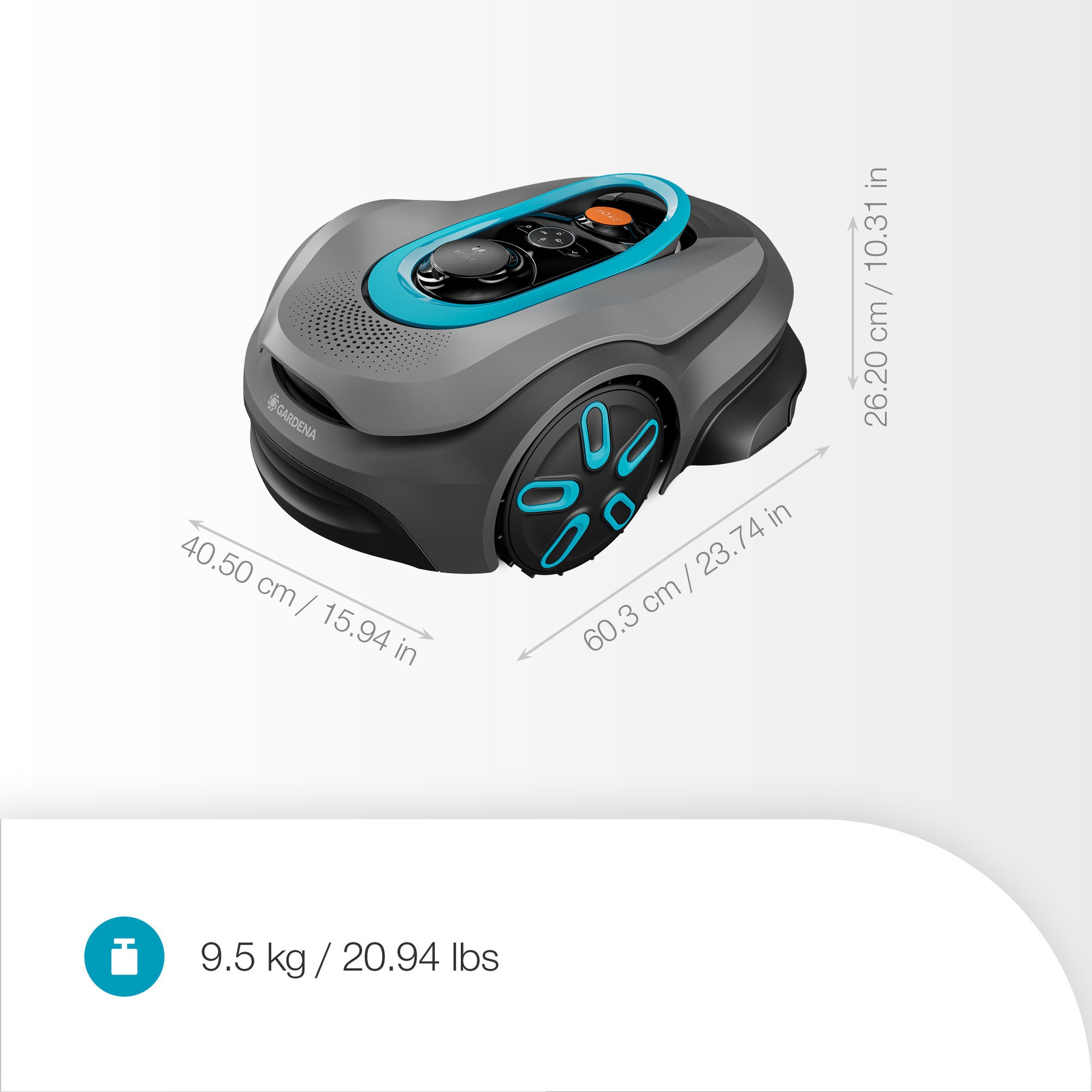 Gardena smart sileno sense 400 m² robotmaaier (grijs turquoise, 19941-26, li-ion accu + basisstation inbegrepen, grensdraadvrije technologie)