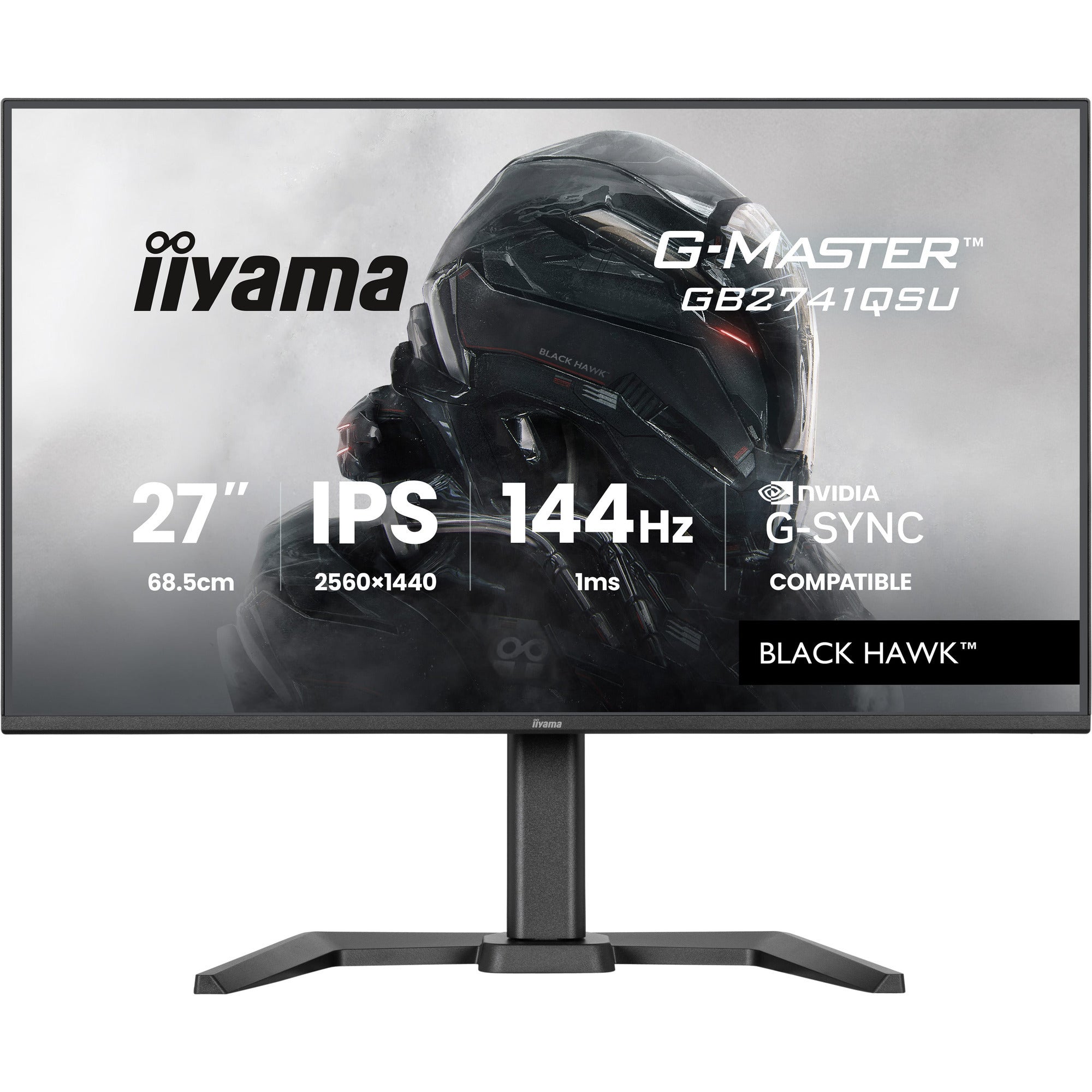 Iiyama g-master black hawk gb2741qsu-b1 27 gaming monitor (zwart, hdmi, displayport, 2x usb-a, usb-b, 144 hz)