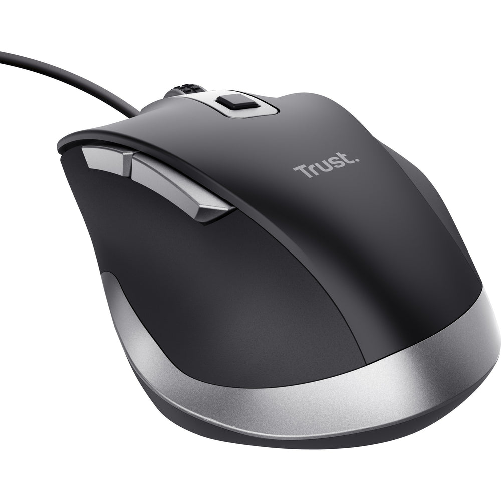 Trust fyda bedrade muis (zwart grijs, 600 - 5000 dpi)