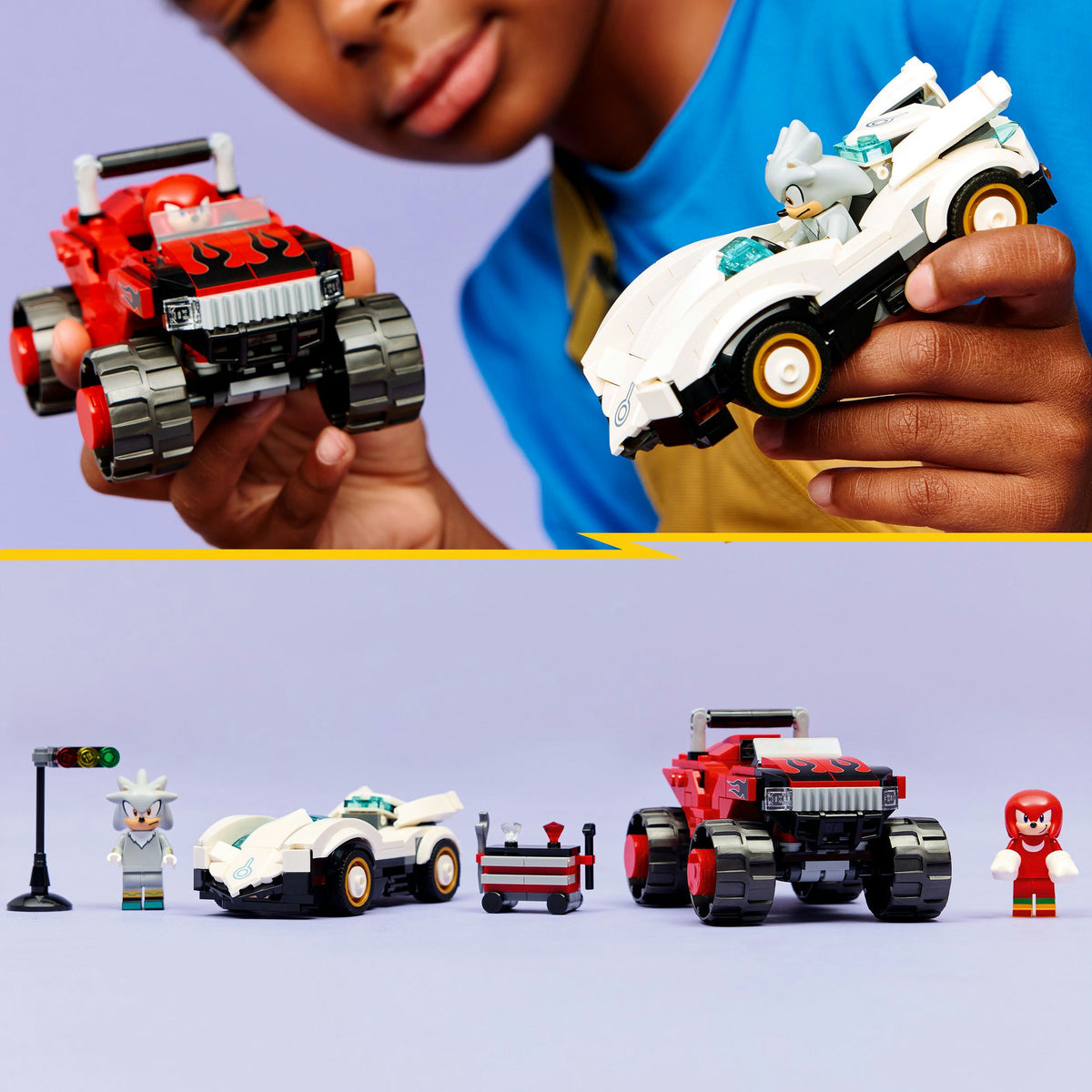 Lego sonic the hedgehog - silvers auto vs. knuckles' monstertruck constructiespeelgoed (77118)