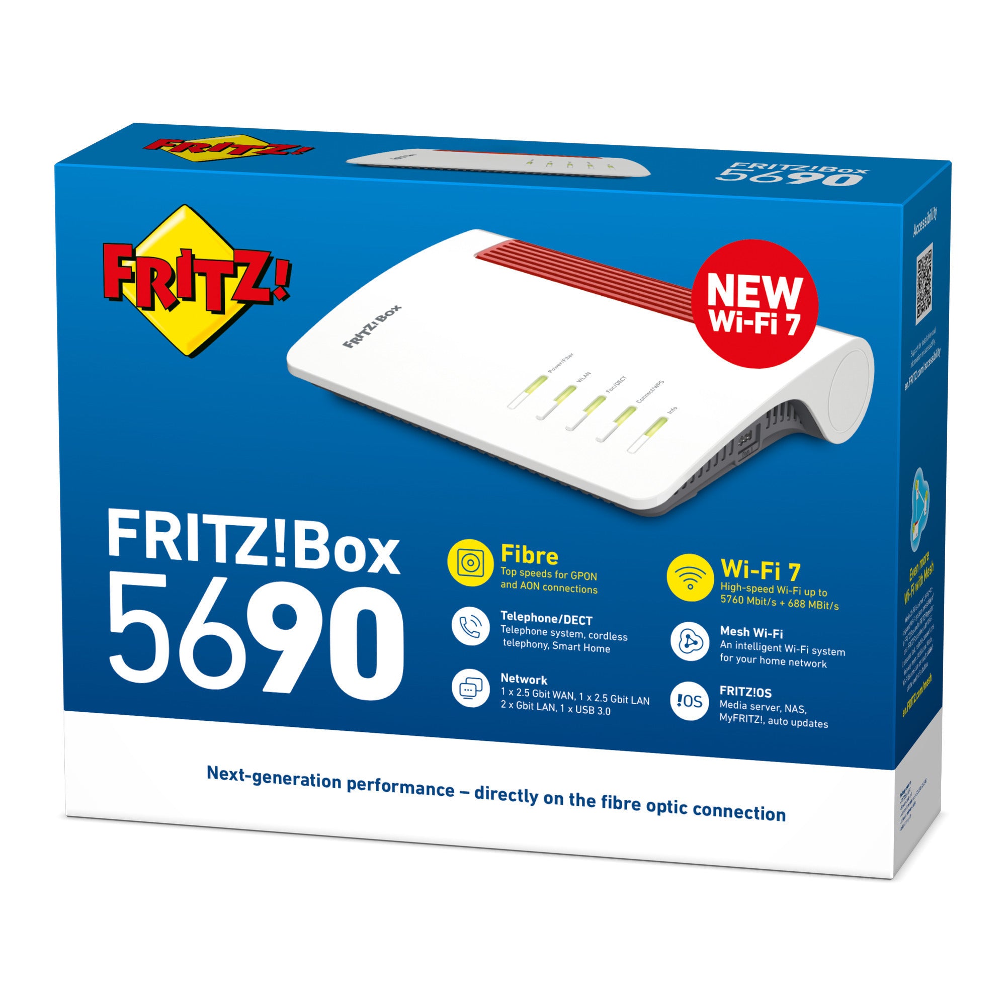 Fritz! box 5690 edition international glasvezel router (wit rood, mesh wi-fi, 2.5 gbit s)