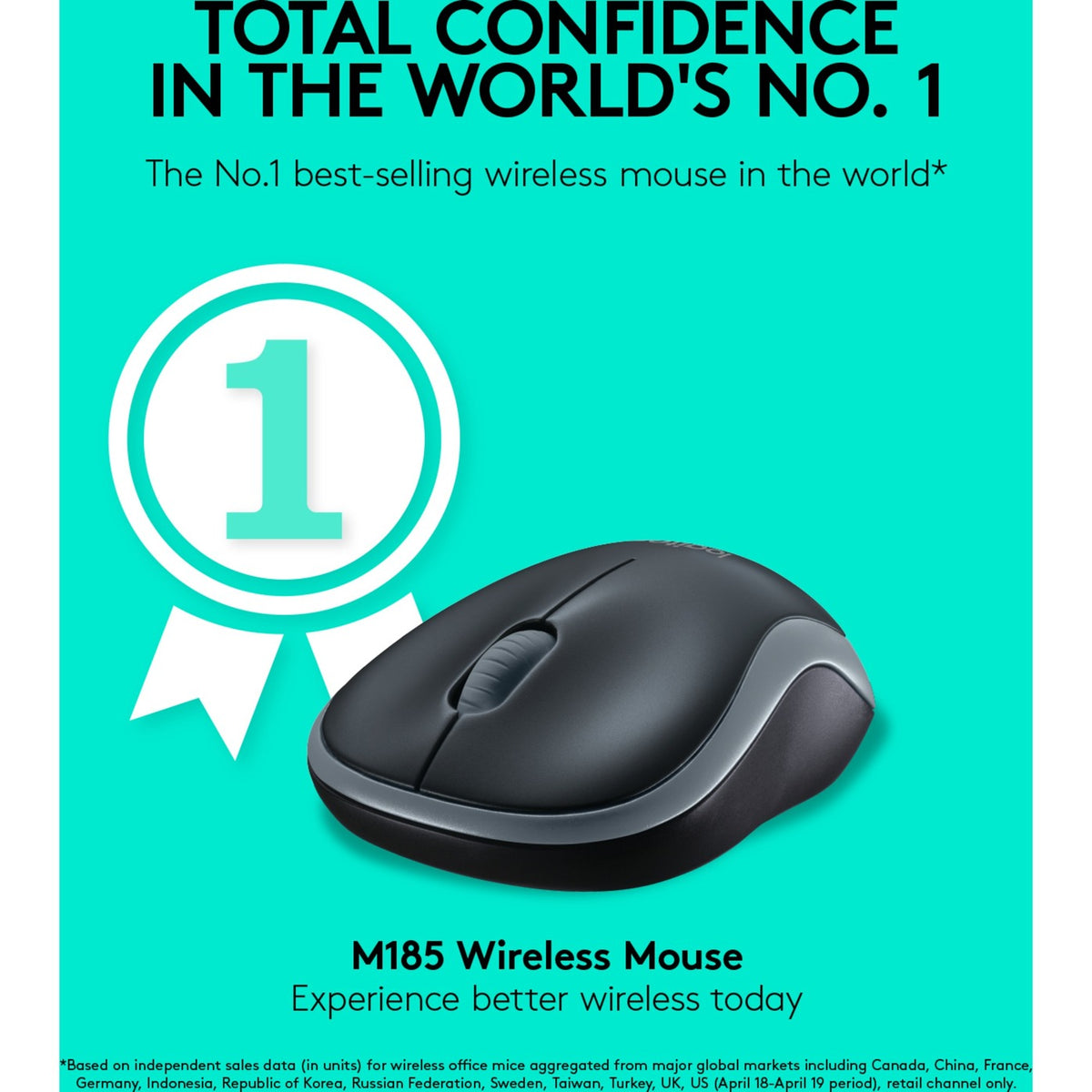 Muis logitech m185 grijs, zwart